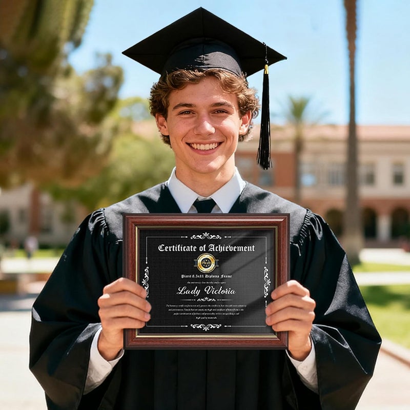 Picrit 8.5x11 Mahogany Diploma Certificate Frame with Tempered Glass, Degree Document Frame with Gold Rim for Wall and Tabletop, 1 Pack - Image 5